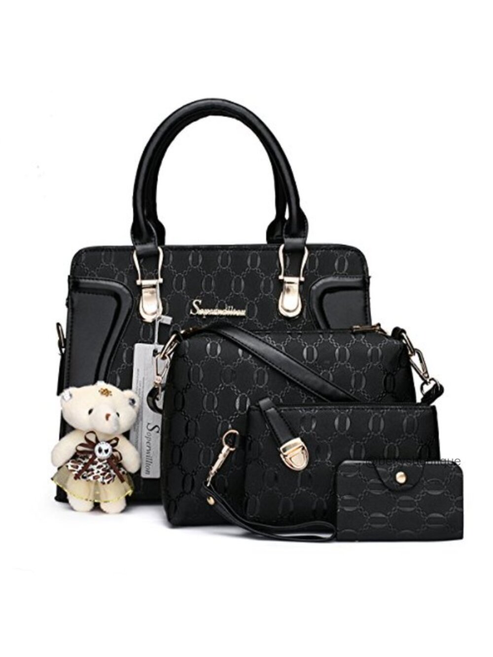 Soperwillton 4-Piece Handbag Set Synthetic Leather Satchel Purse